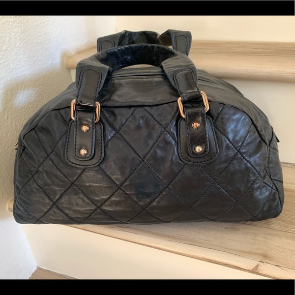Chanel Quilted Leather Bowler Bag Purse